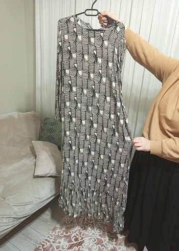 Zebra Desenli Uzun Pilili Kadın Elbise - Görsel 2