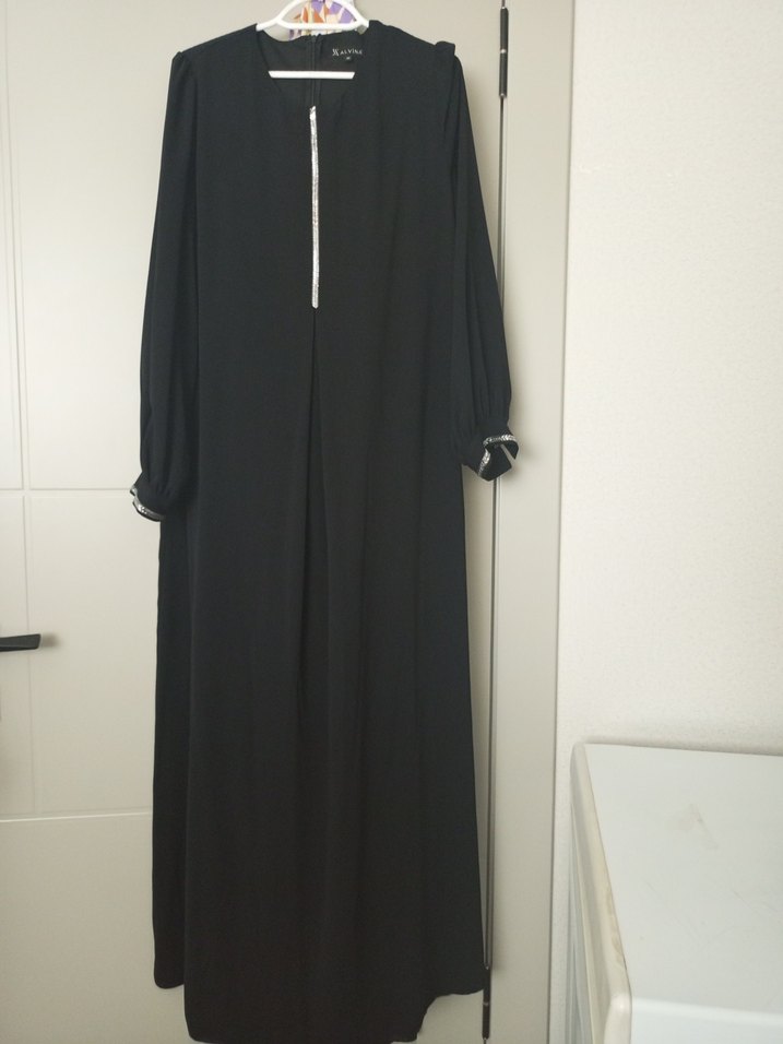 Uzun Siyah  Kadın abi'ye Elbise - Görsel 4