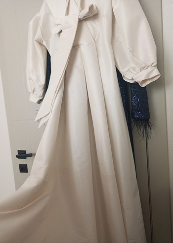 Beyaz Uzun Kollu Modern Klasik Kadın Elbise - Görsel 13