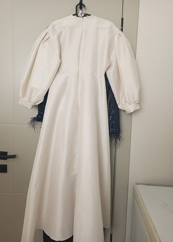 Beyaz Uzun Kollu Modern Klasik Kadın Elbise - Görsel 11