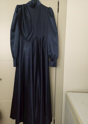 Lacivert Uzun Kollu abi'ye elbise - Görsel 5