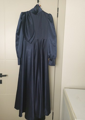 Lacivert Uzun Kollu abi'ye elbise - Görsel 7