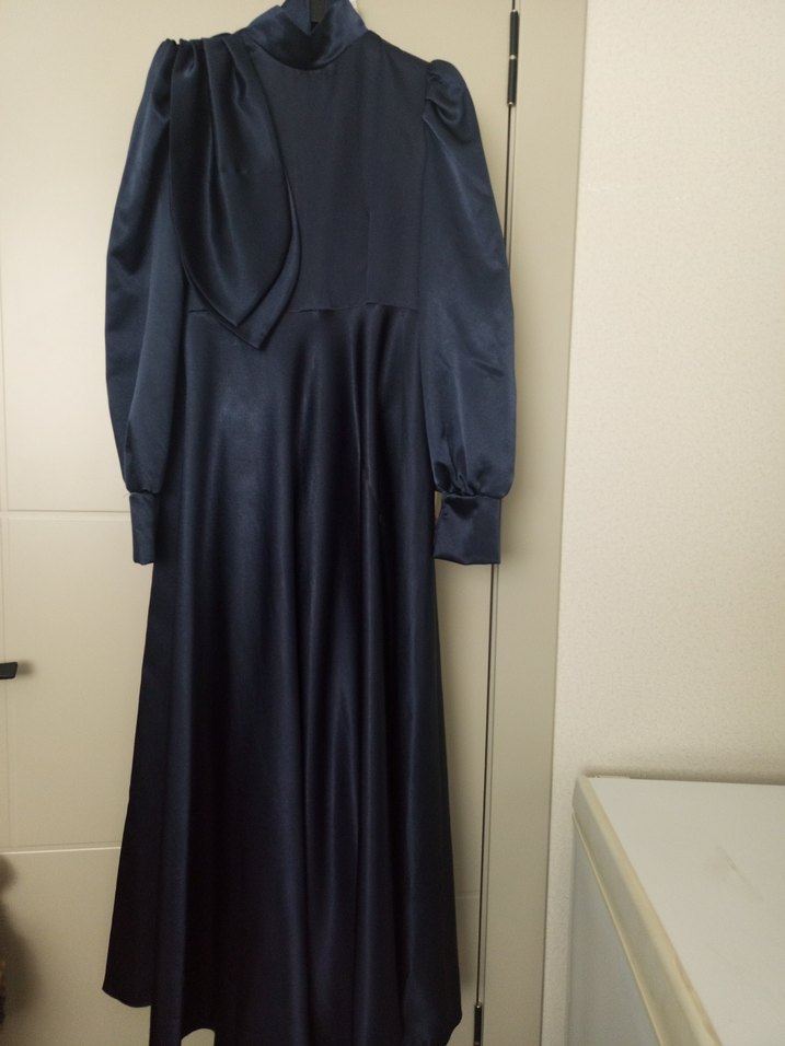 Lacivert Uzun Kollu abi'ye elbise - Görsel 5