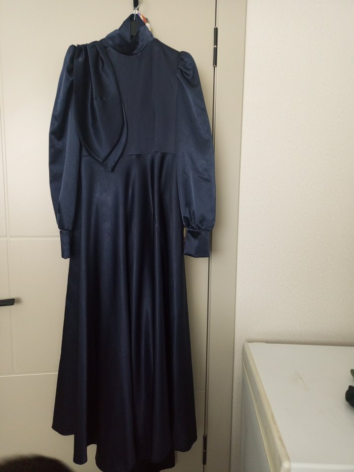 Lacivert Uzun Kollu abi'ye elbise - Görsel 3