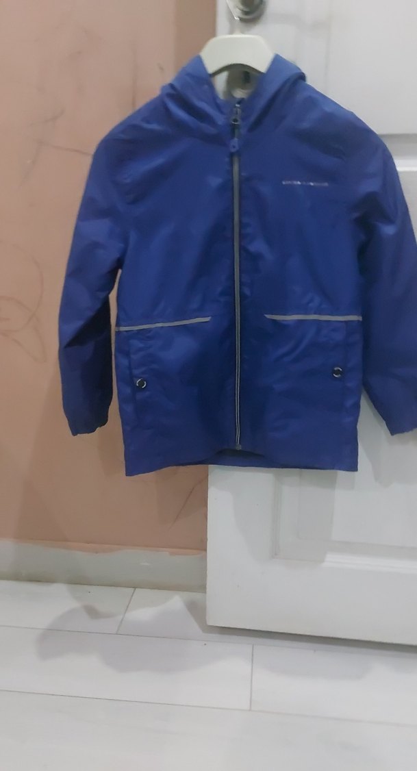 Parlak Mavi Fermuarlı Erkek Çocuk yağmurluğu - Görsel 2