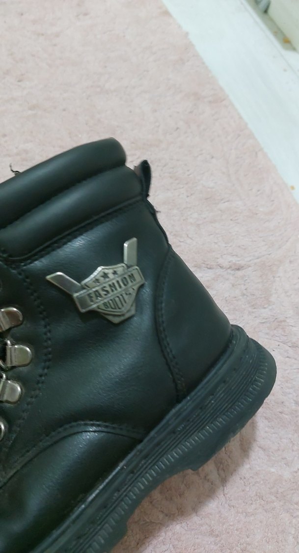 Siyah Deri Erkek Çocuk Goth Bot - Görsel 5