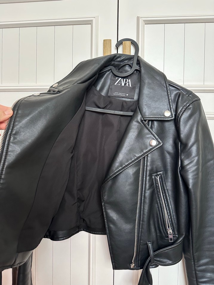 Zara Siyah Deri Biker Ceket - Görsel 2