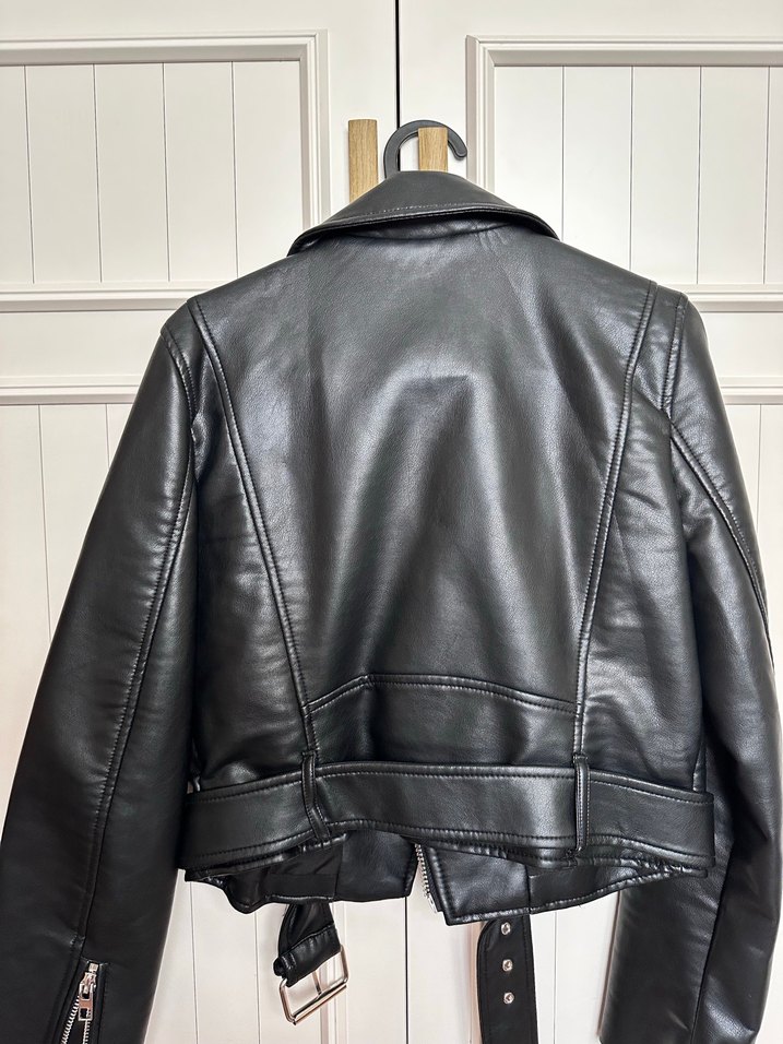 Zara Siyah Deri Biker Ceket - Görsel 4