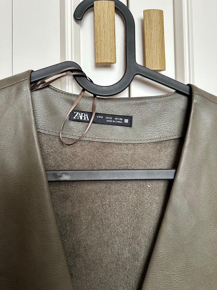 Düğmeli Kahverengi Deri Kadın Elbise - Görsel 2