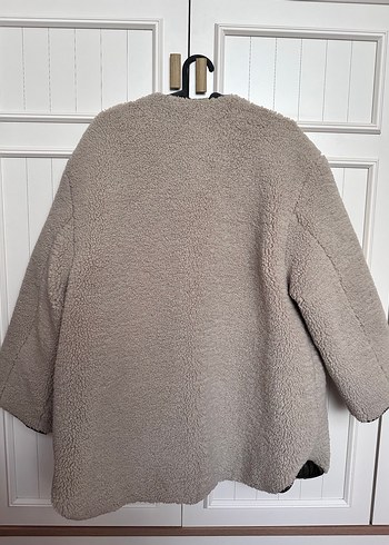 Gri Peluş Kadın Midi Ceket - Görsel 2