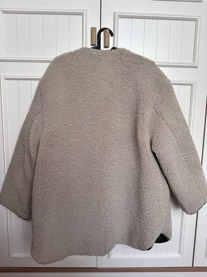 Gri Peluş Kadın Midi Ceket - Görsel 2