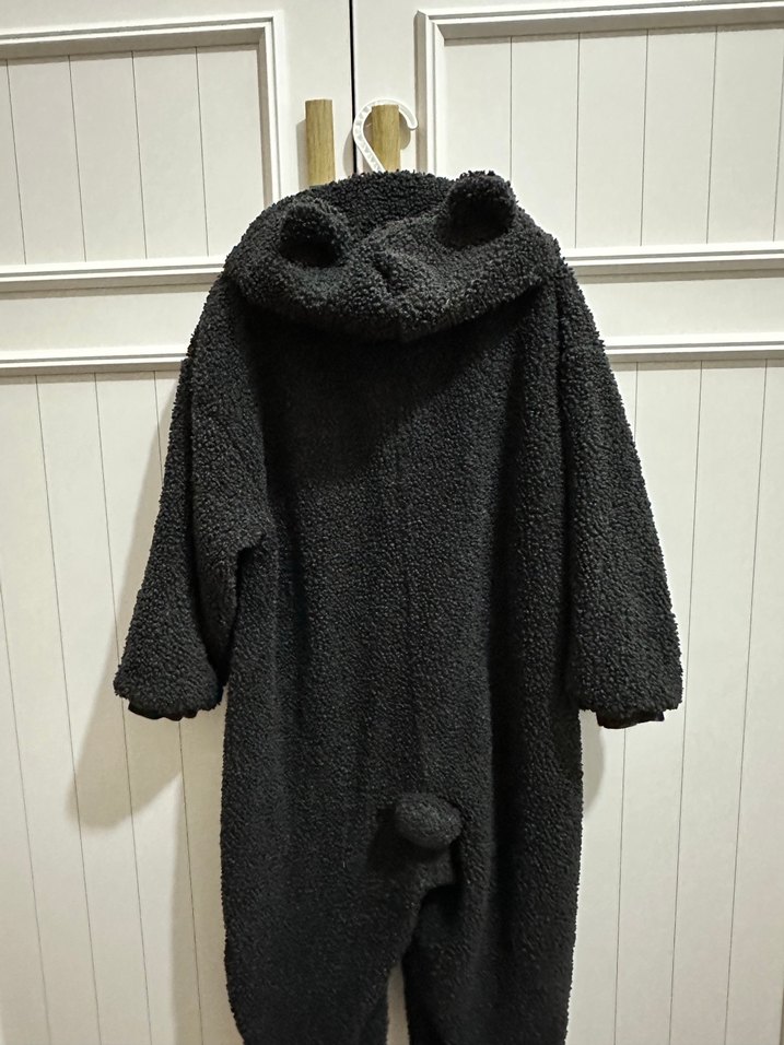 Siyah Peluş Uzun Kaban Zara - Görsel 4