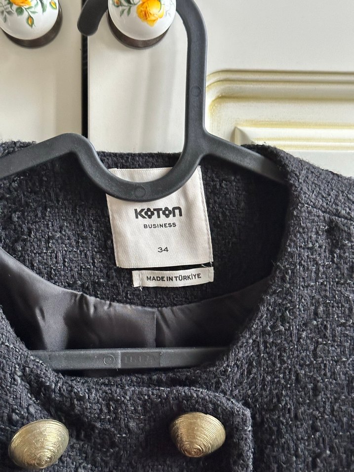 Düğmeli Gri Midi Yün Kadın Ceket - Görsel 2