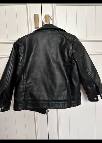 Erkek Çocuk Siyah Deri Biker Ceket - Görsel 3