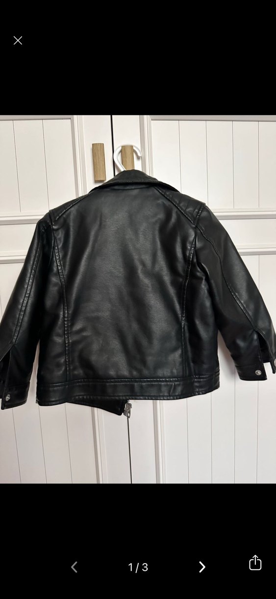 Erkek Çocuk Siyah Deri Biker Ceket - Görsel 3