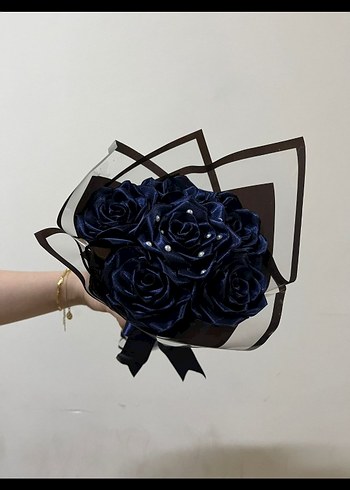 saten kurdaleli lacivert çiçek - Görsel 2