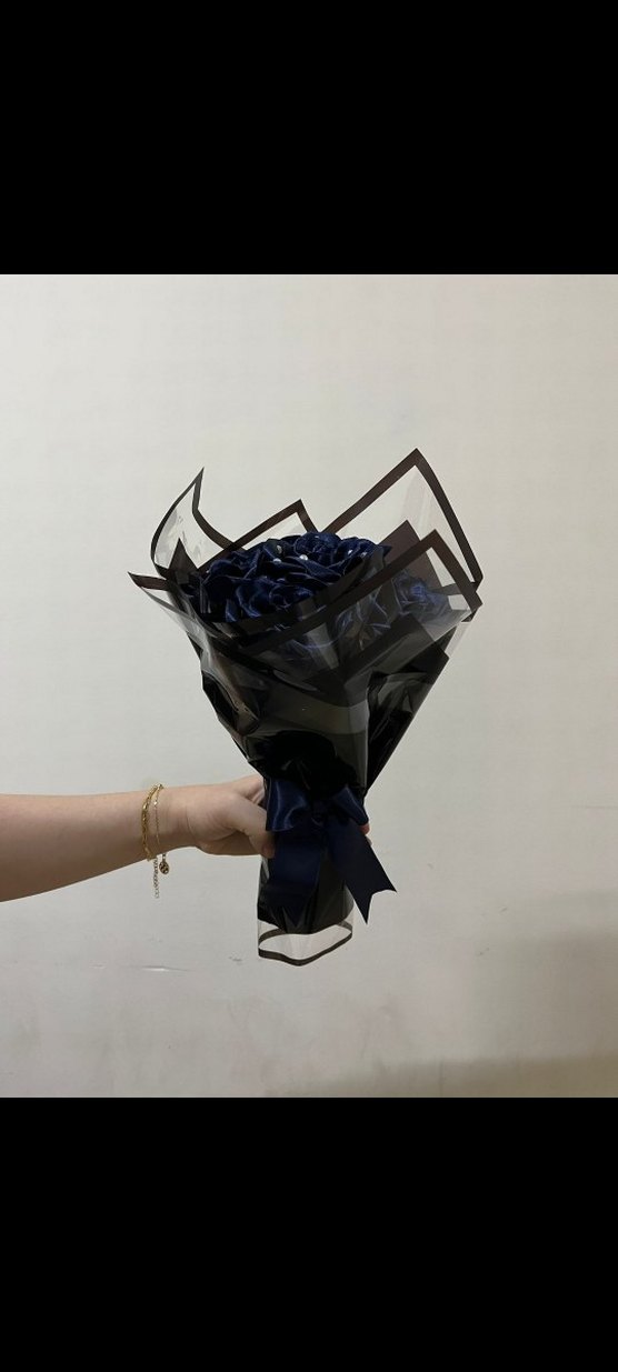 saten kurdaleli lacivert çiçek - Görsel 3