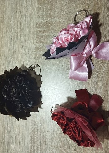 Pembe, kahverengi ,bordo anahtarlık ve çanta süsü - Görsel 2