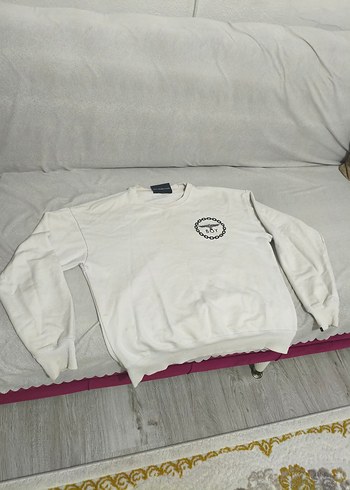 Beyaz Sweatshirt - Baskılı S - Görsel 3