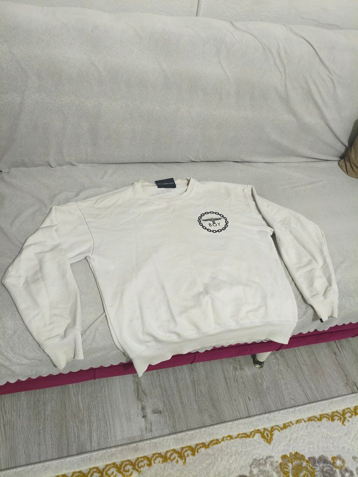 Beyaz Sweatshirt - Baskılı S - Görsel 3