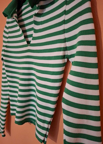 Yeşil Çizgili Uzun Kollu Kazak - Görsel 4