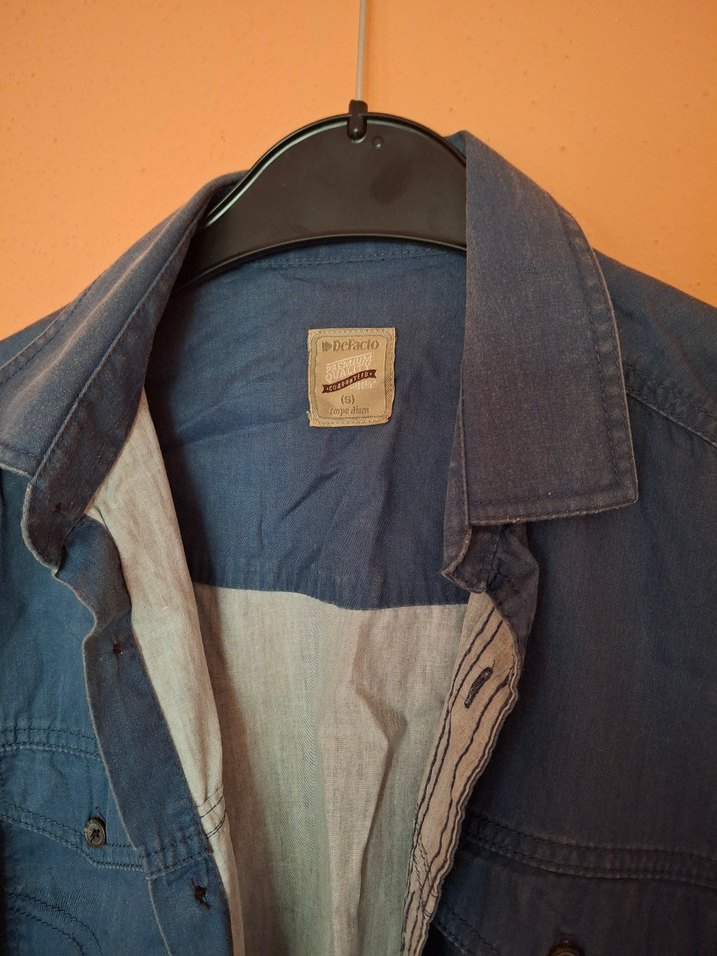 Düğmeli Mavi Denim Erkek Gömlek - Görsel 2