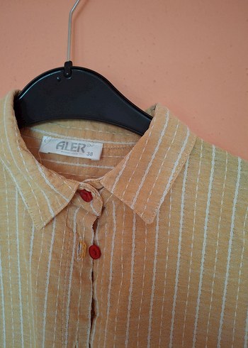 Bej Keten Düğmeli Bohem Kadın Gömlek - Görsel 3