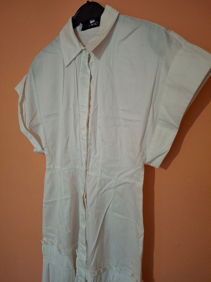 Beyaz Düğmeli Kısa Kollu Kadın Gömlek - Görsel 5