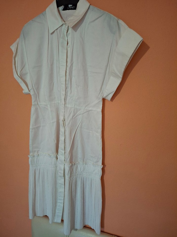 Beyaz Düğmeli Kısa Kollu Kadın Gömlek - Görsel 3