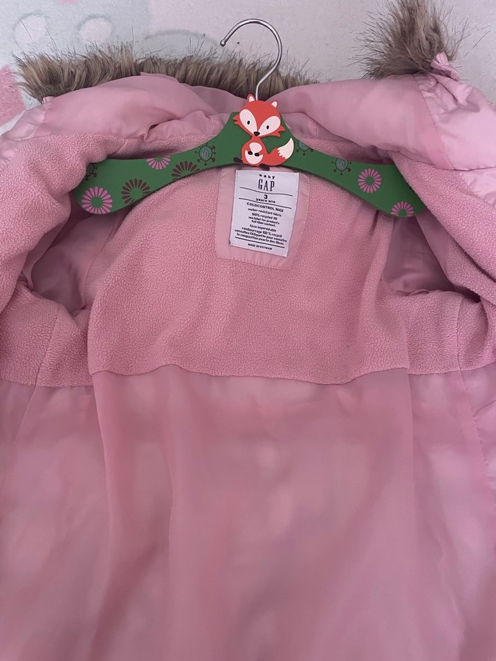 Kürklü Pembe Kız Çocuk Mont - Görsel 5