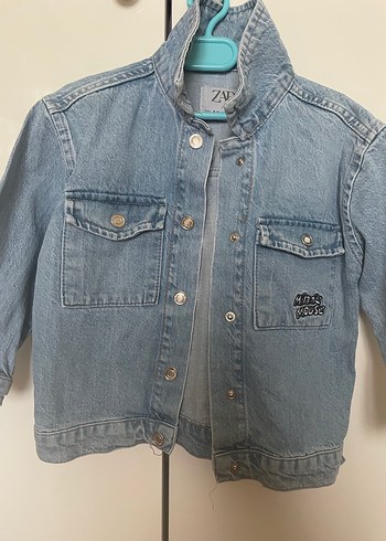 Düğmeli Kısa Kollu Mavi Denim Ceket - Görsel 3