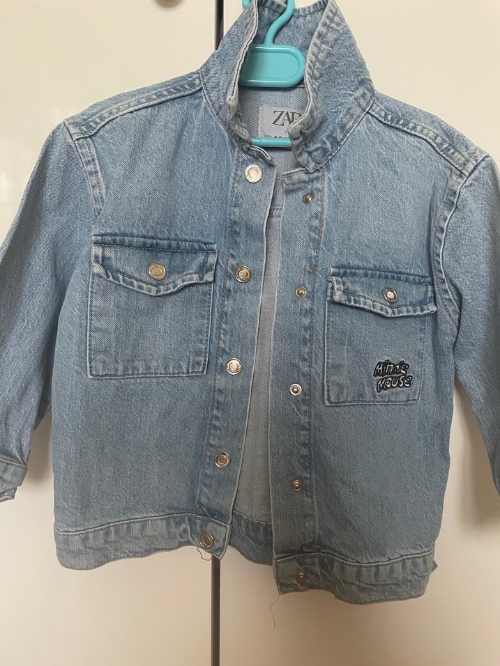 Düğmeli Kısa Kollu Mavi Denim Ceket - Görsel 3