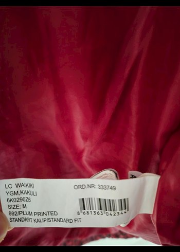 Bordo Desenli Kız Montu Yüksek Yakalı - Görsel 4