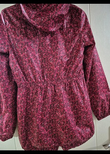 Bordo Desenli Kız Montu Yüksek Yakalı - Görsel 3