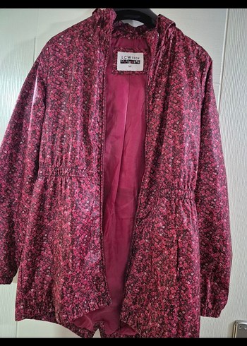 Bordo Desenli Kız Montu Yüksek Yakalı - Görsel 2