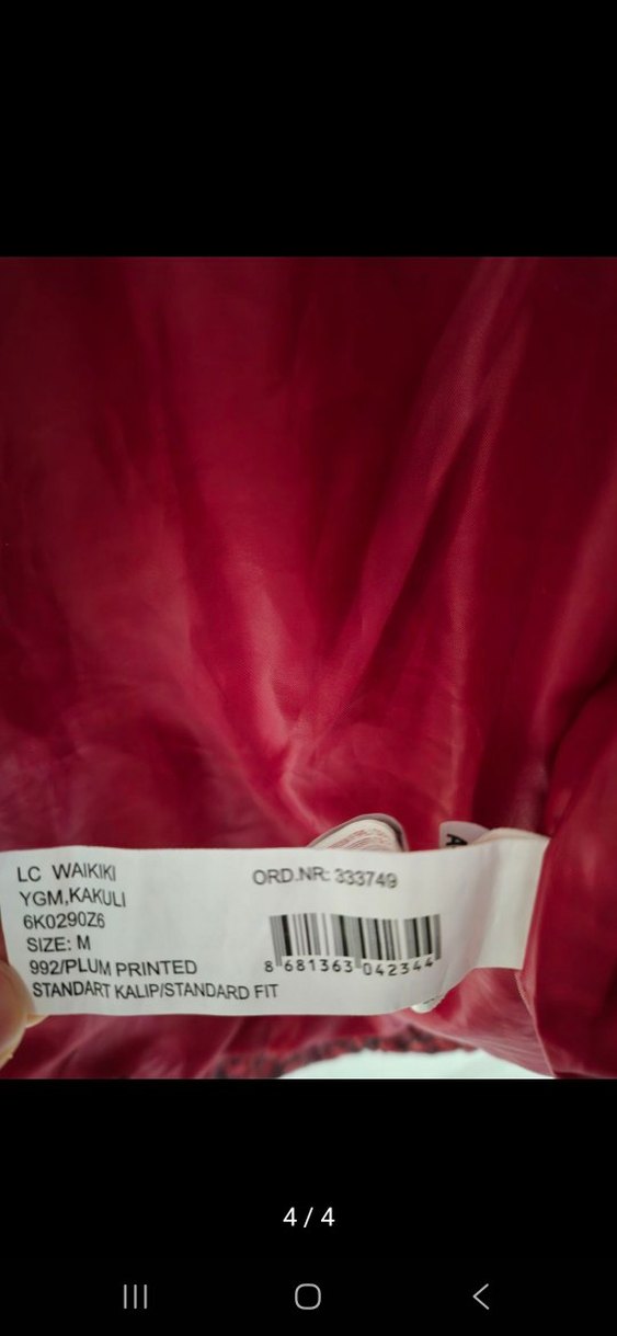 Bordo Desenli Kız Montu Yüksek Yakalı - Görsel 4