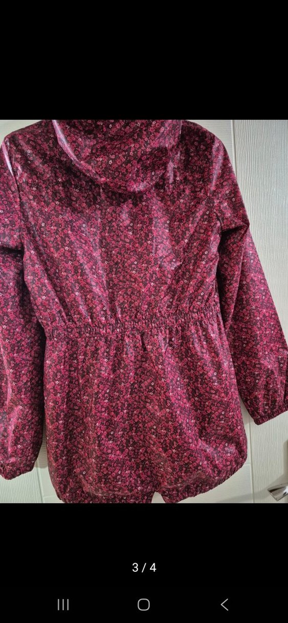 Bordo Desenli Kız Montu Yüksek Yakalı - Görsel 3