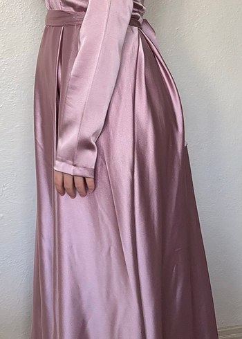 Pembe Uzun Kollu Kadın Elbise - Görsel 2