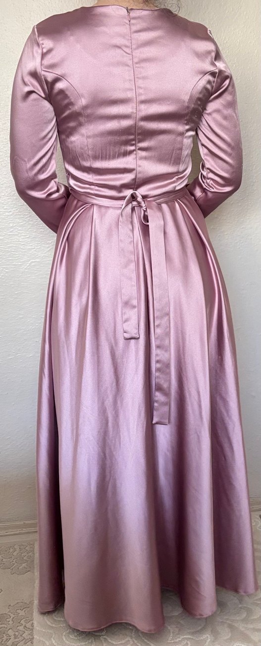 Pembe Uzun Kollu Kadın Elbise - Görsel 3