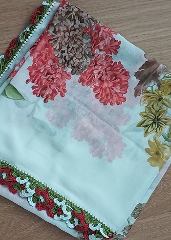 Çiçek Desenli Fırfırlı Çok Renkli Kadın Fuları - Görsel 16