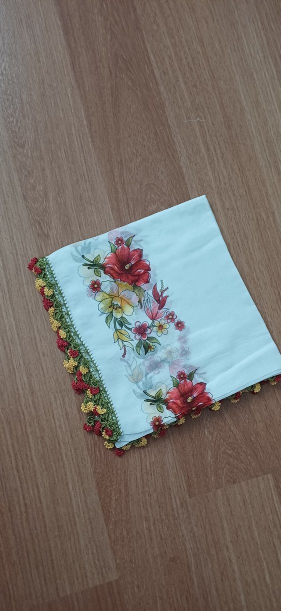 Dantel Kenarlı Çok Renkli Kadın Fular - Görsel 3