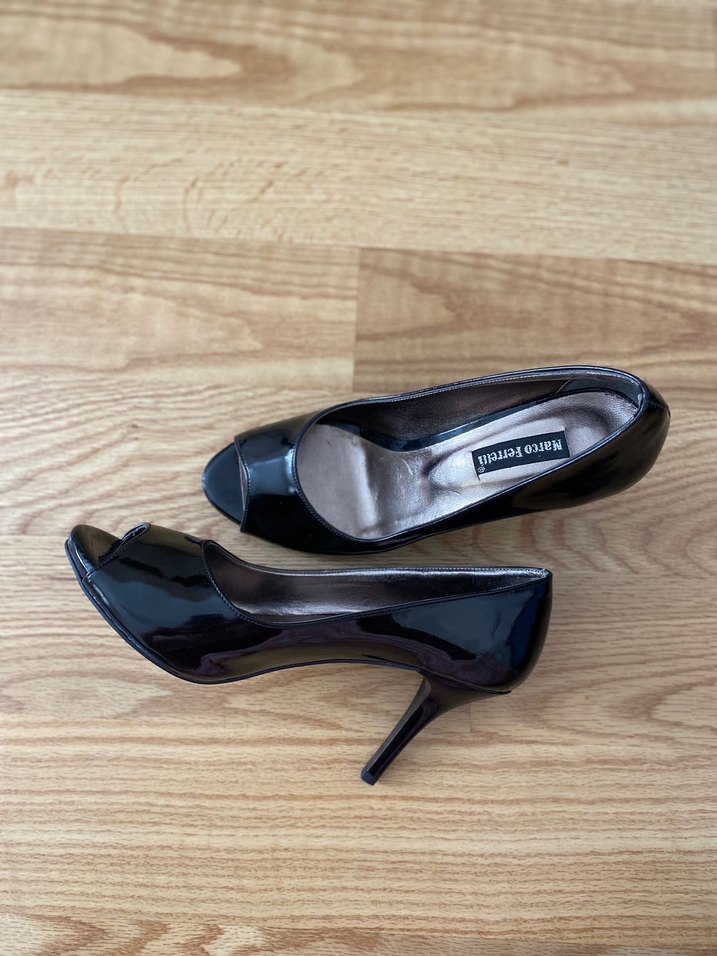 Marco Ferretti Siyah Parlak Platform Topuklu Stiletto - Görsel 2