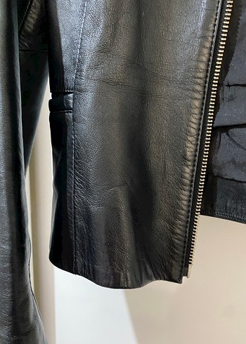 Yargıcı Siyah Deri Biker Ceket - Görsel 5