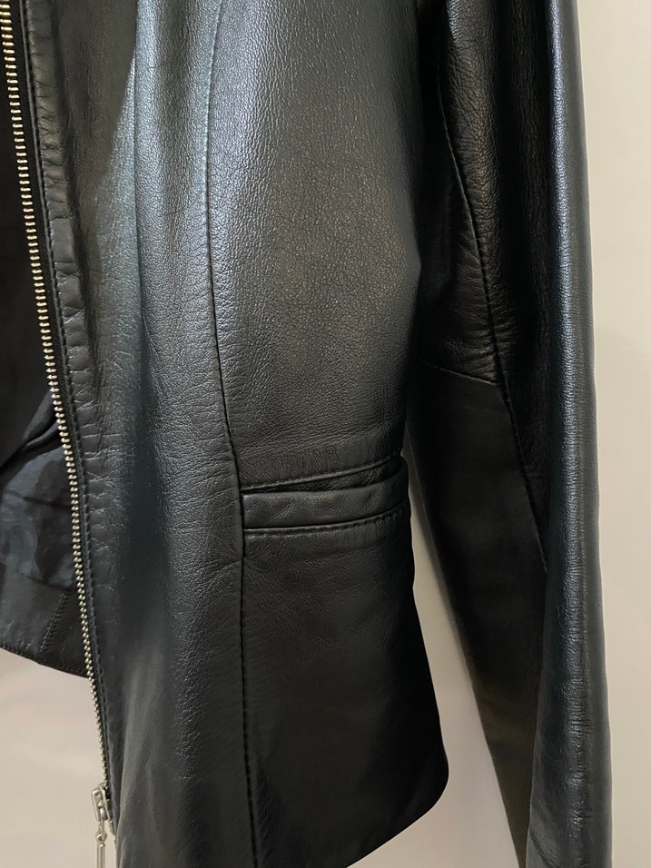 Yargıcı Siyah Deri Biker Ceket - Görsel 3