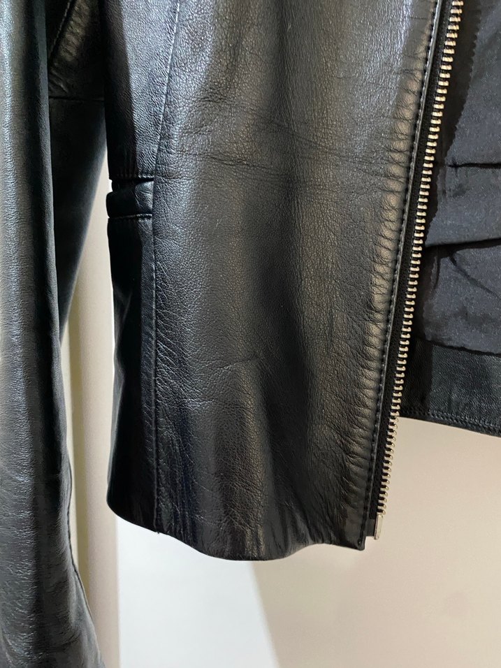 Yargıcı Siyah Deri Biker Ceket - Görsel 5