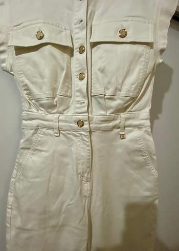 Network Beyaz Kemerli Kadın Midi Tulum - Görsel 5