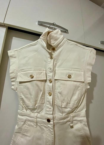 Network Beyaz Kemerli Kadın Midi Tulum - Görsel 4