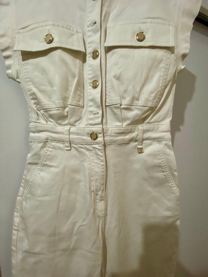 Network Beyaz Kemerli Kadın Midi Tulum - Görsel 5