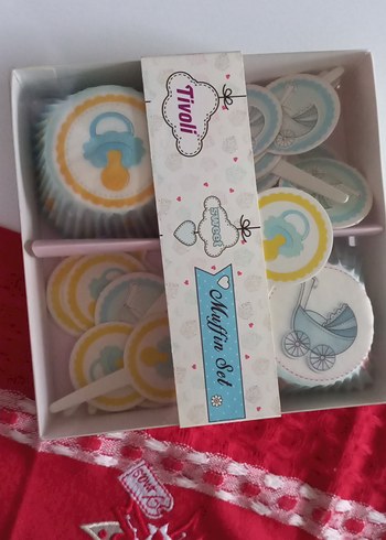 Mavi Pastel Desenli Muffin Seti - Görsel 3