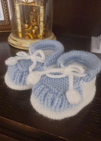 Mavi Örgü Bebek Patik - Görsel 3